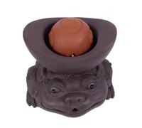 ERINGOGO Violet Sand Pottery Chinese Zisha Tea Pet Toad Statue for Prosperity Handmade Traditional Tea Tray Ornament Purple Feng Shui Decoration for Home and Office