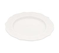 ERINGOGO White Ceramic Dinner Plate with Embossed Design Multi-Purpose Household Dessert and Fruit Dish Break-Resistant Pasta Server Plate for Home and Restaurant Use
