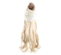ERINGOGO Wig Cap Beanie Hair Attached for Women Long Wavy Wig Warm Hat Winter Hat for Ladies