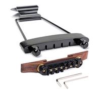 ERINGOGO Wire-plate Bridge for String Archtop Guitar Black Adjustable Height for Jazz Guitar Playing Scenarios Includes Black Roller Ball and Rosewood Material Components and Tailpiece