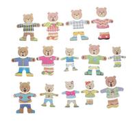 ERINGOGO Wooden Animal Puzzle for Educational Dressing Bear Jigsaw Puzzle Bright Design Safe Hand-eye Coordination Development