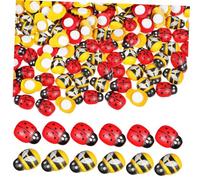 ERINGOGO Wooden Bee and Ladybird Stickers for Crafts Diy Decoration, Self-adhesive Small 10x13mm Embellishments, Red and Natural Finish, 400 Pieces for Scrapbooking and Wall Art