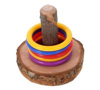 ERINGOGO Wooden Bird Training for Parakeets and Parrots with Rings Stable Base Durable to Boredom and Promote Mental Health for Birds