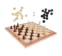 ERINGOGO Wooden Chessboard for Adults Multi-game Playset with Chess Checkers Backgammon Portable Family Entertainment for Home School Office and Travel
