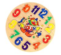 ERINGOGO Wooden Clock Clown Puzzle for Educational Sorting Blocks with Numbers Shapes Colors Early Development Activity for Fine Motor Skills and Concept Learning