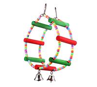 ERINGOGO Wooden Ferris Wheel Chewing with Bell for Birds Hanging Bird Swing for Parrots Budgies and Pet Easy to Suspend in Colorful Interactive Chew