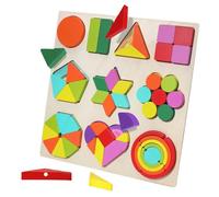 ERINGOGO Wooden Geometric Shapes Puzzle Educational for Montessori Rainbow Building Blocks for Color and Shape Sorting Enhances Creativity Hand-eye Coordination and Cognitive Skills