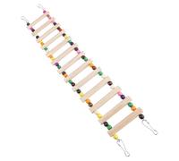 ERINGOGO Wooden Hamster Climbing Ladder Safe Pet Playing with Bite Beads Parrot and Small Bird Ladder for Chewing and Exercise Beige Small Animal Fun