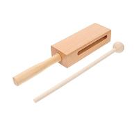 ERINGOGO Wooden Percussion Block Musical with Mallet for Early Music Education Lightweight Small Smooth Edges Safe for Boy Girl Sensory Sound Amplifier and Rhythm Teaching Tool in Khaki