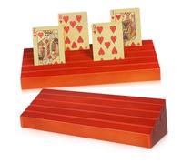 ERINGOGO Wooden Playing Card Holders 2pcs Set for Game Night Sturdy Card Display Stands Base for Poker Bridge and Family Fun