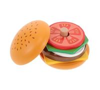ERINGOGO Wooden Pretend Play Food for Realistic Hamburger Shape Fine Motor Skills Development Educational Sorting Game for Boys and Parent Interactive Desktop Play Restaurant Accessory