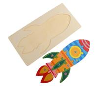 ERINGOGO Wooden Rocket Puzzle Board for Educational Early Learning with Jigsaw Bright Colors for Cognitive Development and Hand-eye Coordination