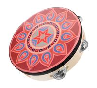 ERINGOGO Wooden Tambourine Drum with Single Row Jingles, Lightweight Versatile Percussion Instrument for Music and Dance Enthusiasts, Unique Design for Entertainment and Team