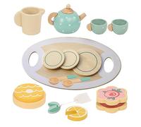 ERINGOGO Wooden Tea Party Set for Tea Set for Safe Playhouse Role Play for Birthday Celebrations and