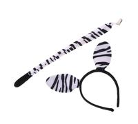 ERINGOGO Zebra Costume Accessory Set for Women Lightweight Soft Zebra Ear Headband and Tail Playful Animal Hair Hoop for Cosplay Birthday School Plays and Themed Parties