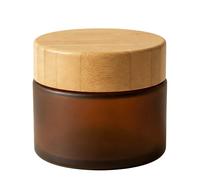 erioctry 150g Frosted Glass Cosmetic Cream Jar, Wooden Lid with Inner Liner
