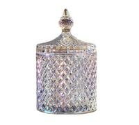 erioctry 300m/10oz Beautiful Crystal Glass Candy Dish with Lid Colorful Wedding Candy Box Sugar Bowl Cookie Tin Biscuit Barrel Decorative Jewelry Box