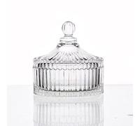 Erioctry 300ml/10oz Elegant Crystal Candy Jar With Lid - Decorative Glass Dish Bowl - Tent Shaped Biscuit Container for Home Office Desk - Wedding Buffet Gift Box