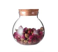 erioctry 500Ml (17 fl.oz) Round Clear Glass Glass Terra Container with Cork Favor Jar Storage Jar DIY Canister for Home Kitchen Storage