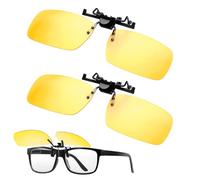 Erioscar 2 Pcs Clip on Night Driving Glasses for Men Women, Flip up Anti Glare from Headlights, UV400 Polarized HD Vision Fits All Glasses, Day Night Use For Driving Fishing Skiing Runing Cycling