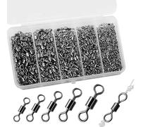 Erioscar 250Pcs Rolling Fishing Swivels Clips 5 Sizes 4# 6# 8# 10# 12# Fishing Line Connector Hook Quick Change for Carp Fishing Sea&Competitive&Lure Fishing Avoid Fishing Line Entanglement