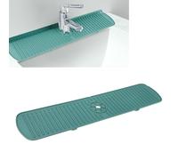 Erioscar Silicone Kitchen Tap Sink Splash Guard, 61 x 14.5 cm, Large Drip Catcher Tray, draining mats Faucet Water Catcher Mat for Kitchen Sink, Bathroom, Worktop counters gadgets(Dark Green)