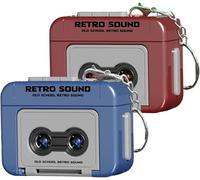 ERISAMO Mini Tape Recorder Keychain, Plastic Recordable Retro Mini Cassette Tape Player Keychain with Music, Portable Novelty Keyring for Backpacks, Handbags, Gifts (Mixed-2Pcs)