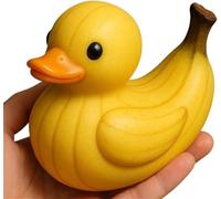 ERISAMO Whimsical Fruit-Themed Duck Figurines, Adorable Fruit Duck Decoration, Creative Fruits Themed Duckies Ornaments, Playful & Charming Decor, Unique Rubber Duck Desktop Ornament (Banana)