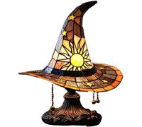 ERISAMO Witch Hat Lamp, Handmade Gothic Wizard Hat Shape Lights Decor for Bedroom Party, Mystical Nightstand Lamp, Unique Witchy Gift for Fantasy Enthusiasts (Orange)
