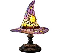 ERISAMO Witch Hat Lamp, Handmade Gothic Wizard Hat Shape Lights Decor for Bedroom Party, Mystical Nightstand Lamp, Unique Witchy Gift for Fantasy Enthusiasts (Purple)