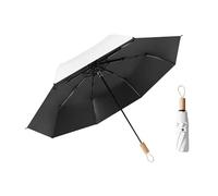 erised's bifrost Compact Folding Umbrella Nordic Style Wood Handle Coating Layer Fabric Lightweight Portable/Car/Small Travel Backpack/Rain Sun Anti UPF 50/Blocking UV Protection 99.9%/Men Women Kids