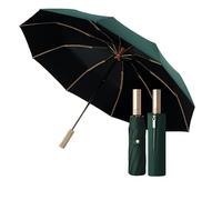 erised's bifrost Large Business Travel Folding Golf Umbrella,Auto Open/Close,Luxurious Gold Handle,Zipper Sleeve,Rain/Sun,Portable,Compact,UV Protection,UPF50+, 10 Ribs, Women/Men,Backpack/Car