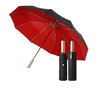 erised's bifrost Large Business Travel Folding Golf Umbrella,Auto Open/Close,Luxurious Gold Handle,Zipper Sleeve,Rain/Sun,Portable,Compact,UV Protection,UPF50+, 10 Ribs, Women/Men,Backpack/Car