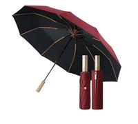 erised's bifrost Large Business Travel Folding Golf Umbrella,Auto Open/Close,Luxurious Gold Handle,Zipper Sleeve,Rain/Sun,Portable,Compact,UV Protection,UPF50+, 10 Ribs, Women/Men,Backpack/Car