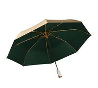 erised's bifrost Light Small Compact Travel Automatic Golden Folding Umbrella 8 Ribs,Auto Open Close Button,Portable,Ergonomic Handle,99 UV Protection,Rain Sun,Backpack,Women Men (Green)