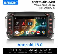 Erisin 4GB+64GB 8 Core Android 13 CarPlay Car Stereo GPS for Mercedes BENZ C/CLK/G/A Class W203 W209 Viano DAB+ WiFi Bluetooth USB