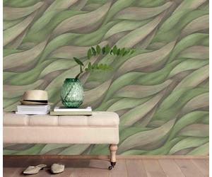 Erismann 10257-07 Non-Woven Wallpaper Casual Chic Waves Pattern Green Red-Brown