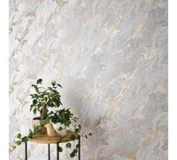 Erismann 10318-10 Non-Woven Wallpaper Grey White Gold Metallic Marble Look Structure