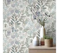 Erismann Floral Green Cream Off White Non Woven Paste The Wall Wallpaper, Green