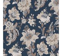Erismann Abode Edward Floral Flowers Plant Leaves Smooth Wallpaper in Navy Erismann Navy
