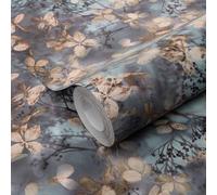 Erismann Wallpaper Abode Play of Light Blossom – Purity Embossed – Navy 10415-08