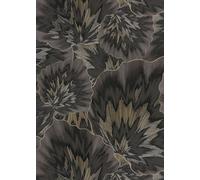 Bliss Large Scale Floral Motifs with Marble Effect Textured Vinyl Wallpaper in Black/Gold for Elegant Rooms Erismann 10402-15