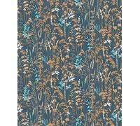 Navy Botanical Vinyl Wallpaper Erismann Casual Chic Paste The Wall Scrubbable, Blue