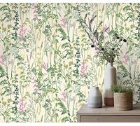 Erismann Casual Chic Cottage Green Wallpaper 10258-05 - Wildflower Meadow Leaf