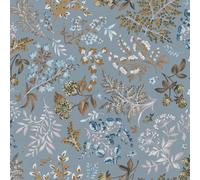 Erismann Cottage Floral Flowers Leaves Duck Egg Wallpaper
