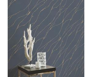 Erismann Cracked Plaster Marble Blue & Gold Metallic Luxury Wallpaper 10440-08