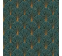 Elle Fan Art Deco 10451-19 Non-Woven Wallpaper with Graphic Design Green Gold Metallic