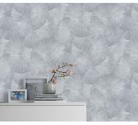 Erismann Luxurious Designer Japandi Fan Design Textured Vinyl Wallpaper With Metallic Highlights In Silver