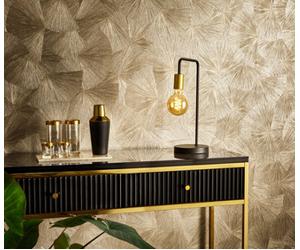 Erismann Luxurious Designer Japandi Fan Design Textured Vinyl Wallpaper With Metallic Highlights In Gold