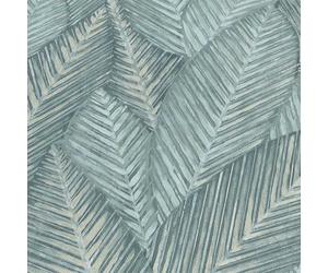 Erismann Martinique Palm Leaves Foliage Textured Green Grey Wallpaper